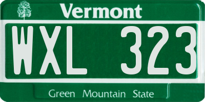 VT license plate WXL323