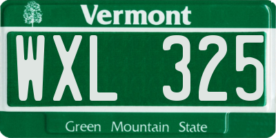 VT license plate WXL325
