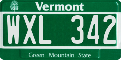 VT license plate WXL342