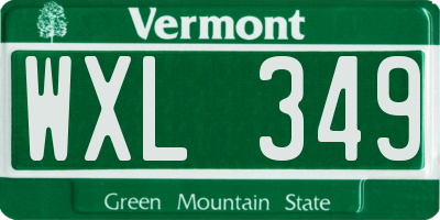 VT license plate WXL349