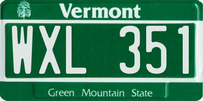 VT license plate WXL351