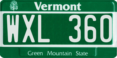 VT license plate WXL360
