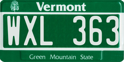 VT license plate WXL363