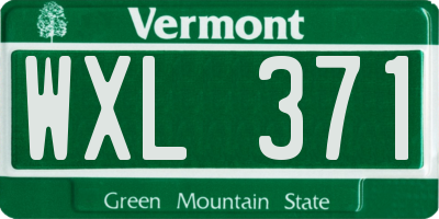 VT license plate WXL371
