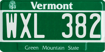 VT license plate WXL382