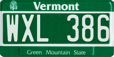 VT license plate WXL386