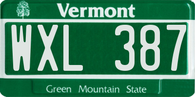 VT license plate WXL387