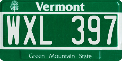 VT license plate WXL397
