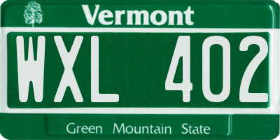 VT license plate WXL402