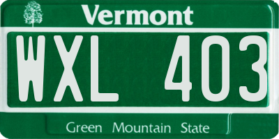 VT license plate WXL403