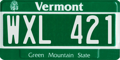 VT license plate WXL421