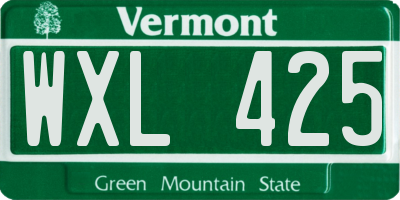 VT license plate WXL425
