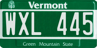 VT license plate WXL445