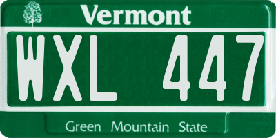VT license plate WXL447