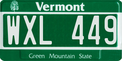 VT license plate WXL449