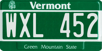 VT license plate WXL452