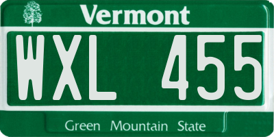 VT license plate WXL455
