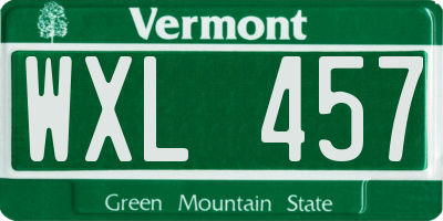 VT license plate WXL457