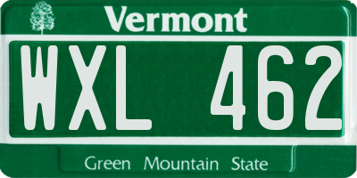 VT license plate WXL462