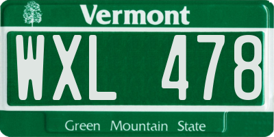 VT license plate WXL478