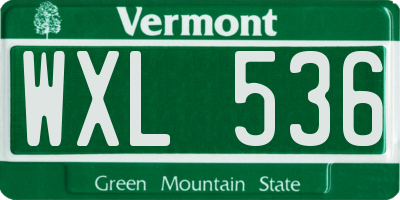 VT license plate WXL536