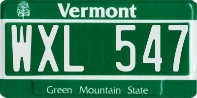 VT license plate WXL547