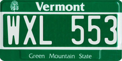 VT license plate WXL553