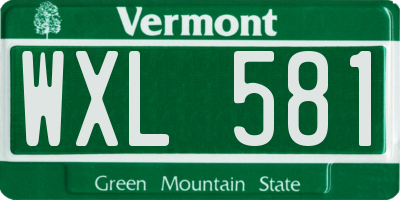VT license plate WXL581