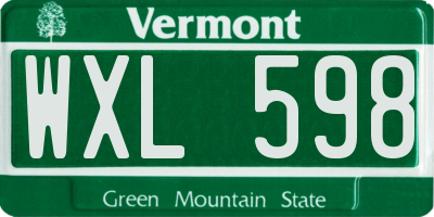 VT license plate WXL598