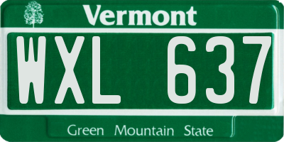 VT license plate WXL637
