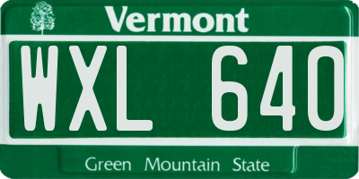 VT license plate WXL640