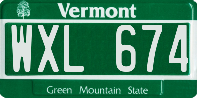 VT license plate WXL674