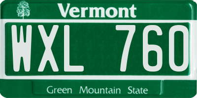 VT license plate WXL760