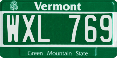 VT license plate WXL769