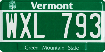 VT license plate WXL793