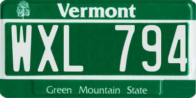 VT license plate WXL794