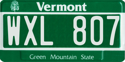 VT license plate WXL807