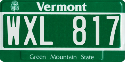 VT license plate WXL817