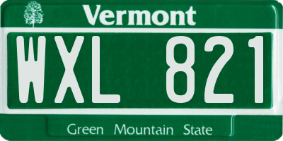 VT license plate WXL821