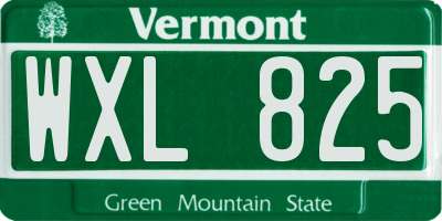VT license plate WXL825