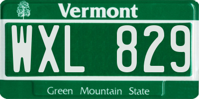 VT license plate WXL829