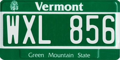 VT license plate WXL856