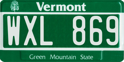 VT license plate WXL869