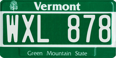 VT license plate WXL878