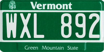 VT license plate WXL892