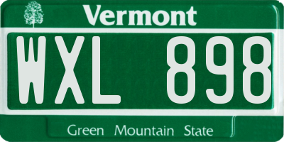 VT license plate WXL898