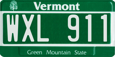 VT license plate WXL911