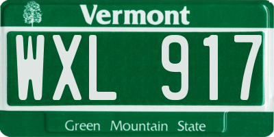 VT license plate WXL917