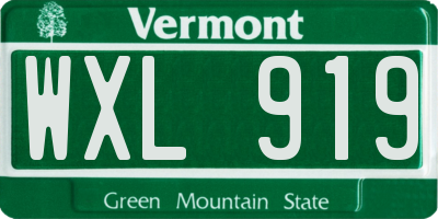 VT license plate WXL919