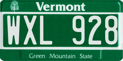 VT license plate WXL928